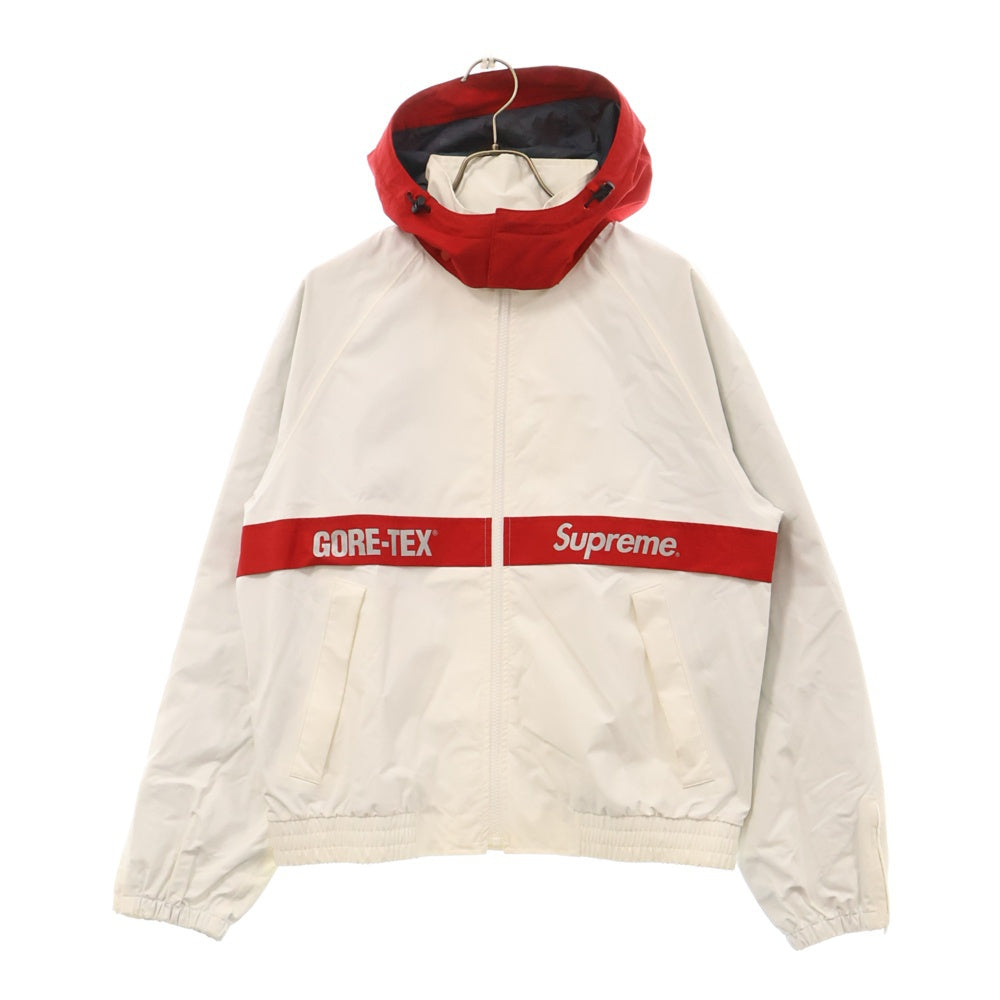 SUPREME(シュプリーム) 18AW GORE-TEX Court Jacket ゴアテックス ジップアップ フーデッド ナイロン マウンテンジャケット ホワイト/レッド