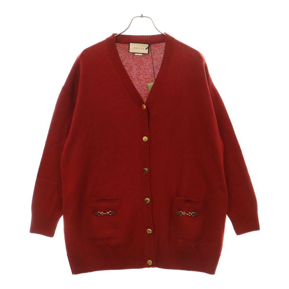 GUCCI(グッチ) Horsebit Cashmere Cardigan ホースビット カシミヤニットカーディガン レディース レッド 749064 XKBH9
