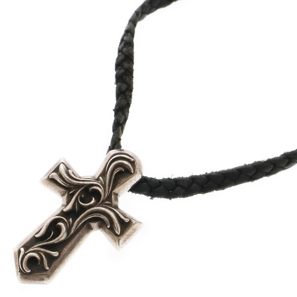 CHROME HEARTS(クロムハーツ) VULCAN CROSS SML バルカンクロス スモール レザーブレイド Wスクロール ペンダントトップ シルバー