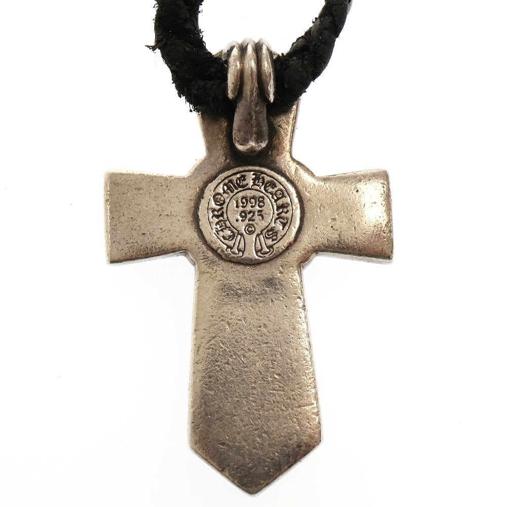 CHROME HEARTS(クロムハーツ) VULCAN CROSS SML バルカンクロス スモール レザーブレイド Wスクロール ペンダントトップ シルバー