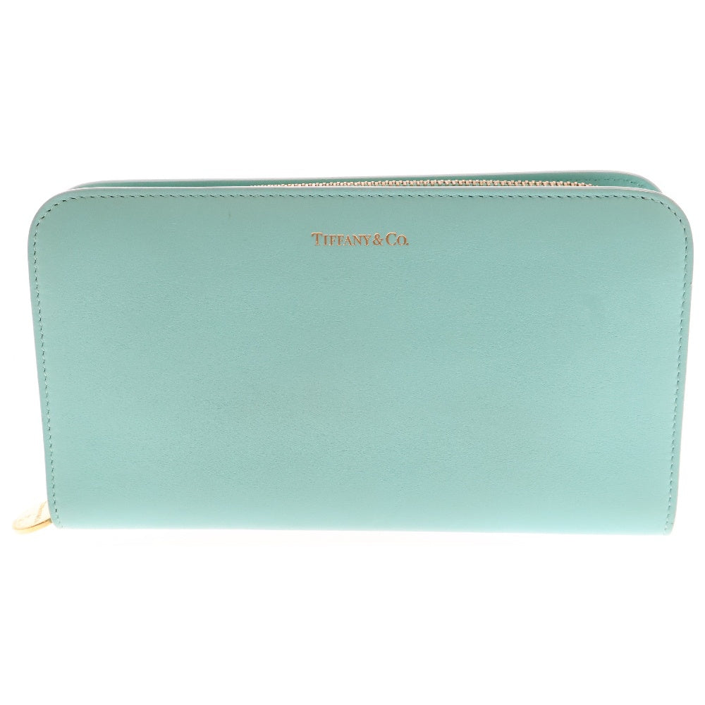 TIFFANY & Co.(ティファニー) ラウンドジップレザーロングウォレット ターコイズブルー
