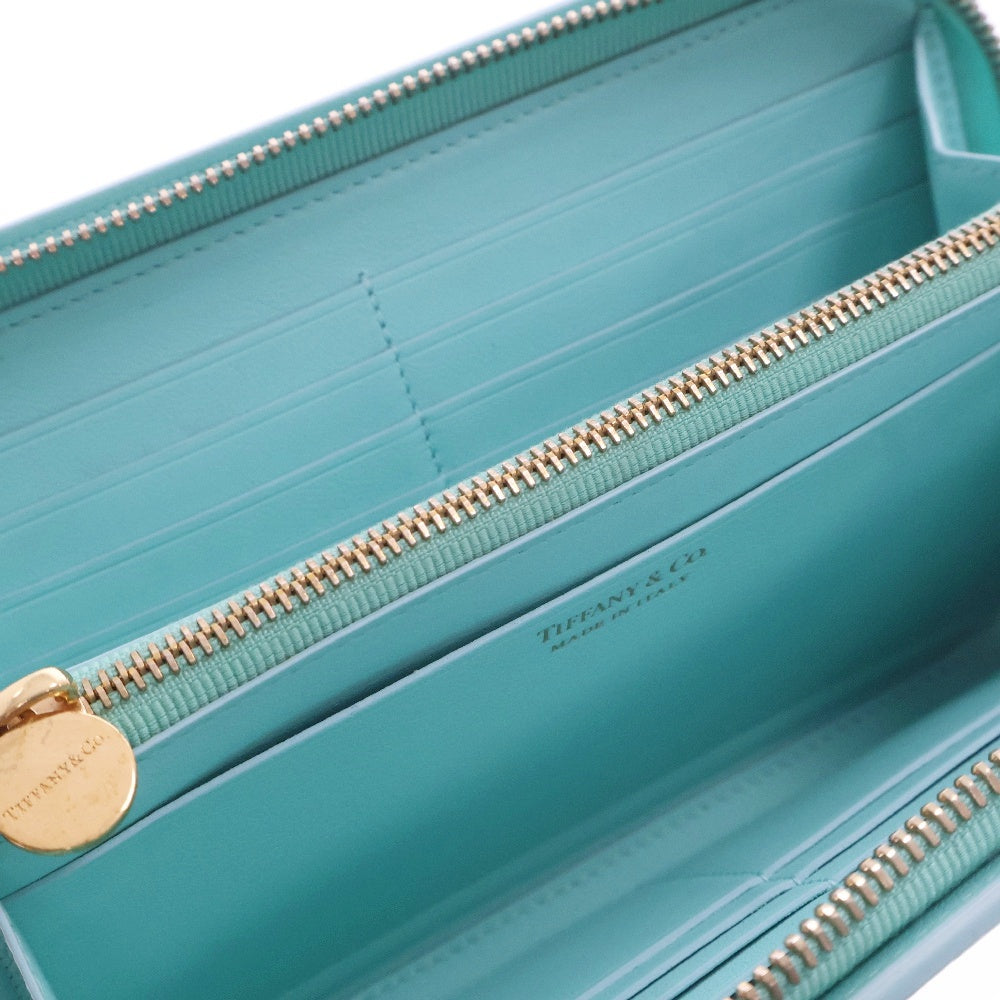 TIFFANY & Co.(ティファニー) ラウンドジップレザーロングウォレット ターコイズブルー