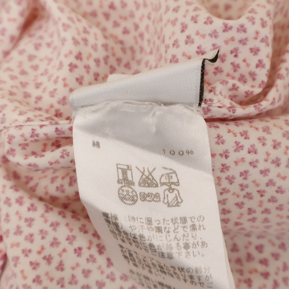 HERMES(エルメス) CHEMISES SUR MESURE フランス製 総柄 ボタンダウン 半袖シャツ ピンク