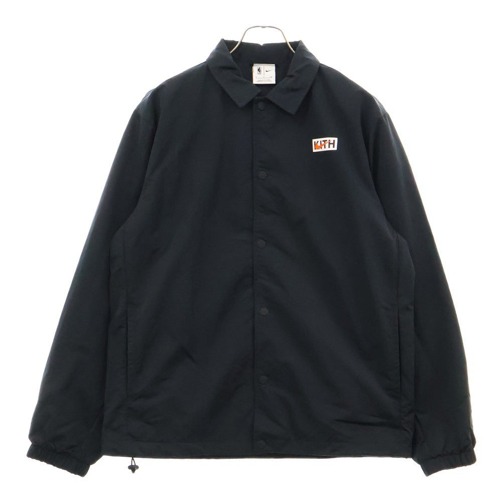 KITH(キス) × NIKE New York Knicks Fleece Crewneck ナイキ ニューヨークニックス ロゴエンブロイダリー ナイロン コーチジャケット ブラック CZ1801-010