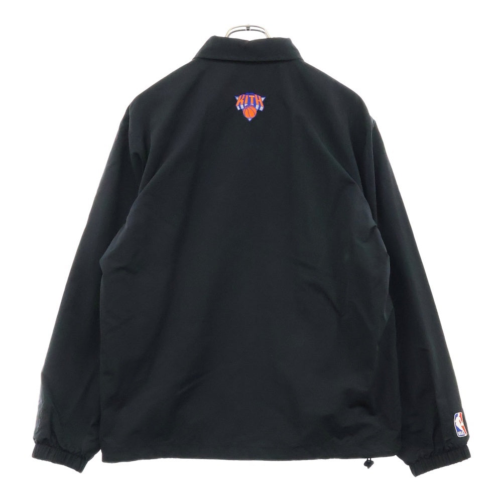 KITH(キス) × NIKE New York Knicks Fleece Crewneck ナイキ ニューヨークニックス ロゴエンブロイダリー ナイロン コーチジャケット ブラック CZ1801-010