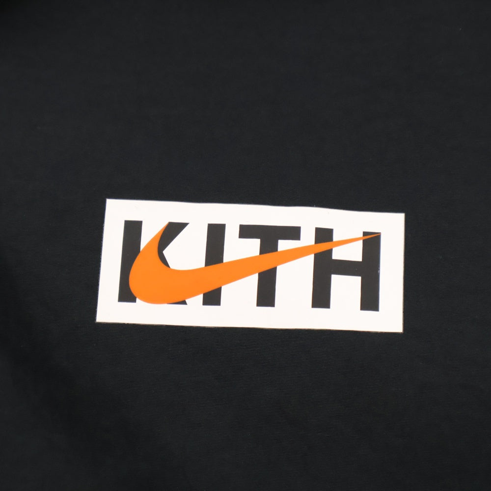 KITH(キス) × NIKE New York Knicks Fleece Crewneck ナイキ ニューヨークニックス ロゴエンブロイダリー ナイロン コーチジャケット ブラック CZ1801-010