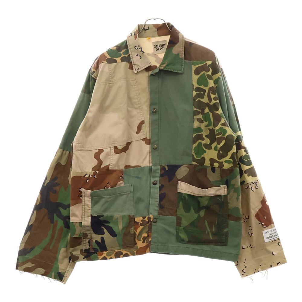 GALLERY DEPT.(ギャラリーデプト) Patchwork Camouflage Print Cotton Twill Chore Jacket パッチワーク カモ柄 ミリタリージャケット グリーン