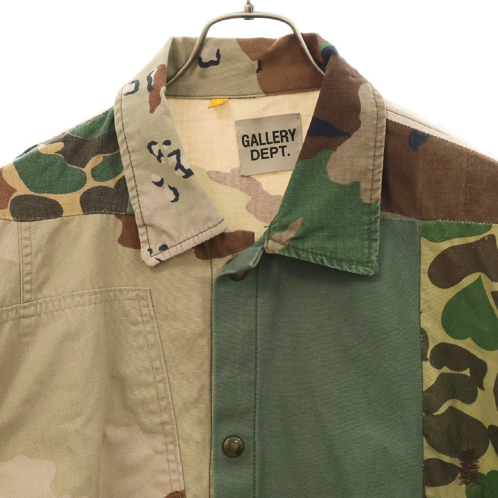GALLERY DEPT.(ギャラリーデプト) Patchwork Camouflage Print Cotton Twill Chore Jacket パッチワーク カモ柄 ミリタリージャケット グリーン