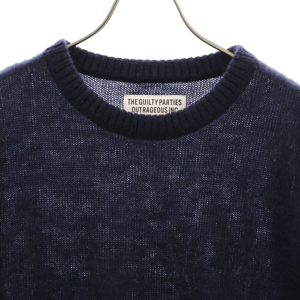 WACKO MARIA(ワコマリア) 21AW MOHAIR CREW NECK SWEATER モヘアクルーネックニットセーター ネイビー 21FW-WMK-KN04