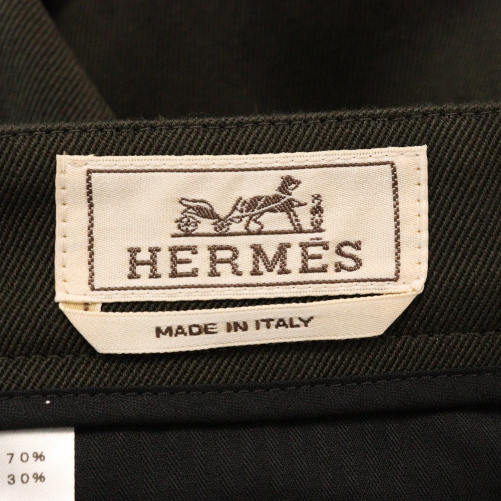 HERMES(エルメス) コットンウール スラックス パンツ トラウザー オリーブ