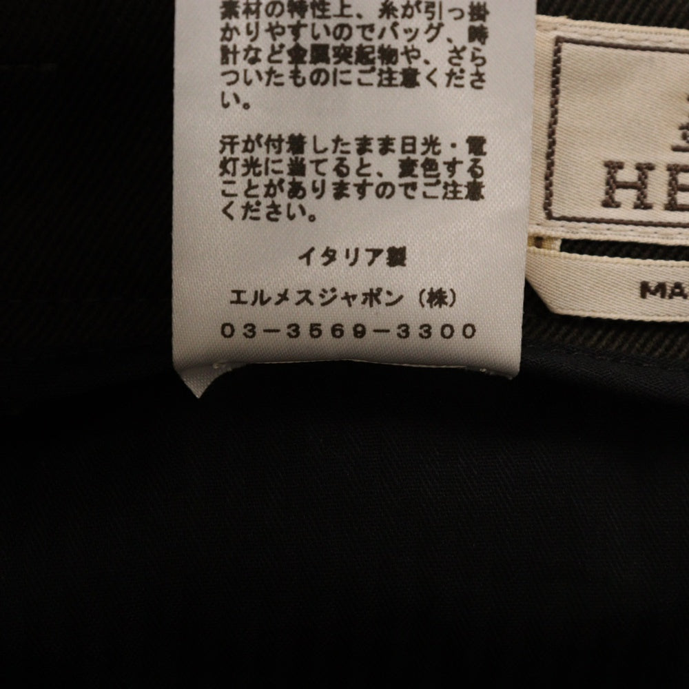 HERMES(エルメス) コットンウール スラックス パンツ トラウザー オリーブ