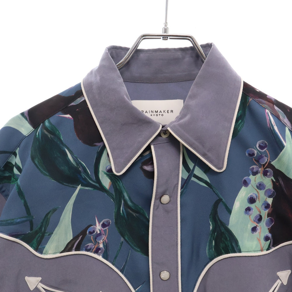RAINMAKER(レインメーカー) WESTERN SHIRT ボタニカル ウエスタン 長袖シャツ ブルー RM221-036