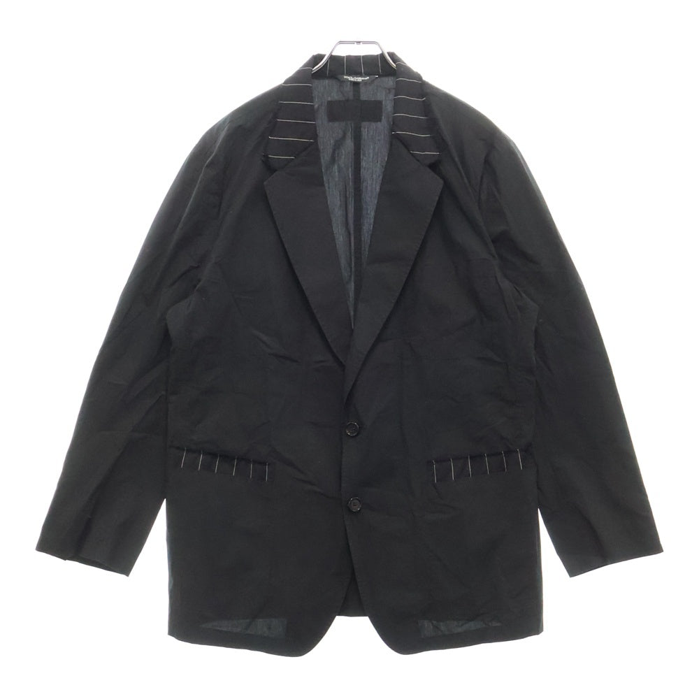 DOLCE & GABBANA(ドルチェアンドガッバーナ) ストライプ切り替え 2B テーラードジャケット ブラック G2LW5T