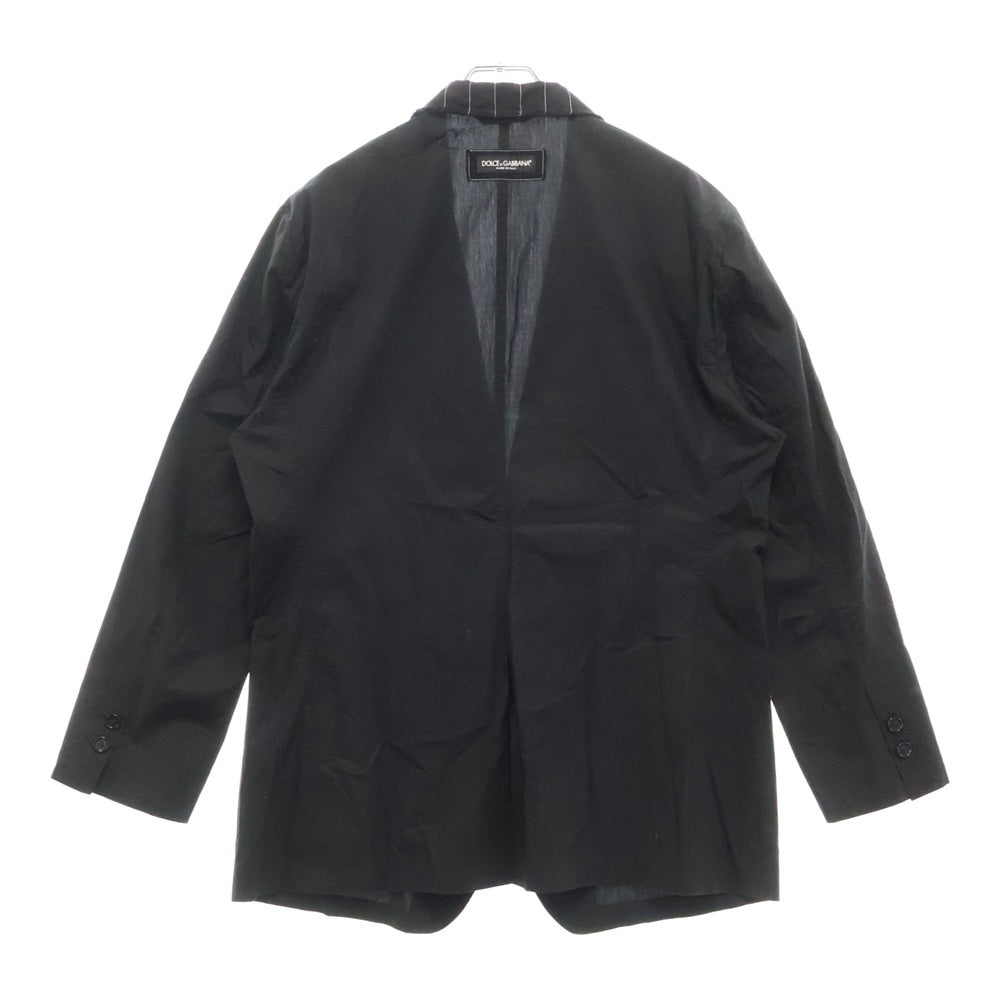 DOLCE & GABBANA(ドルチェアンドガッバーナ) ストライプ切り替え 2B テーラードジャケット ブラック G2LW5T
