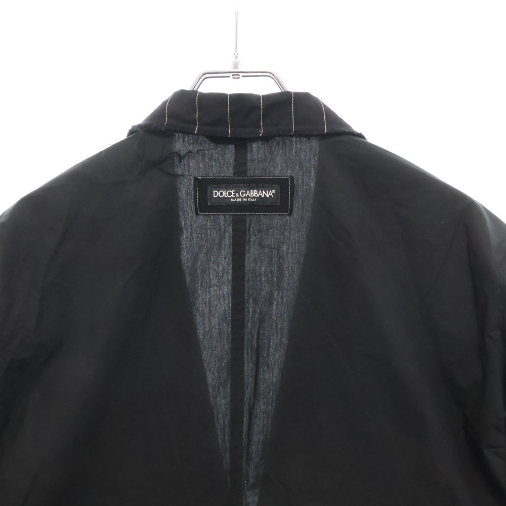 DOLCE & GABBANA(ドルチェアンドガッバーナ) ストライプ切り替え 2B テーラードジャケット ブラック G2LW5T