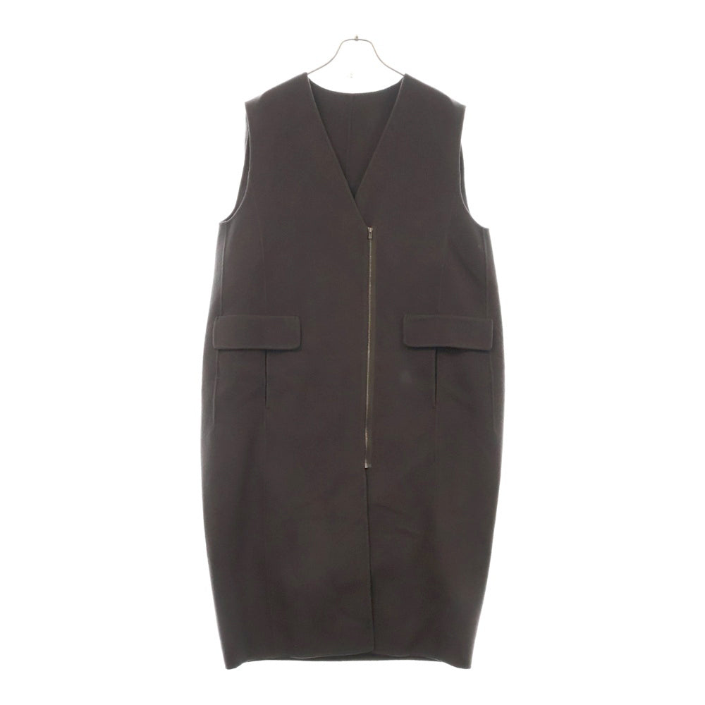 LOHEN(ローヘン) 22AW バックタック ジップアップ ウール ロングリバージレベスト ブラウン レディース LH22A-JK032