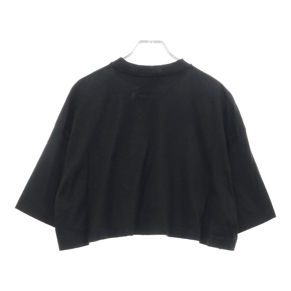 PRADA(プラダ) CROPPED JERSEY TEE ロゴワッペン クロップドダメージ半袖Tシャツ ブラック レディース 3560A S212 1Y99