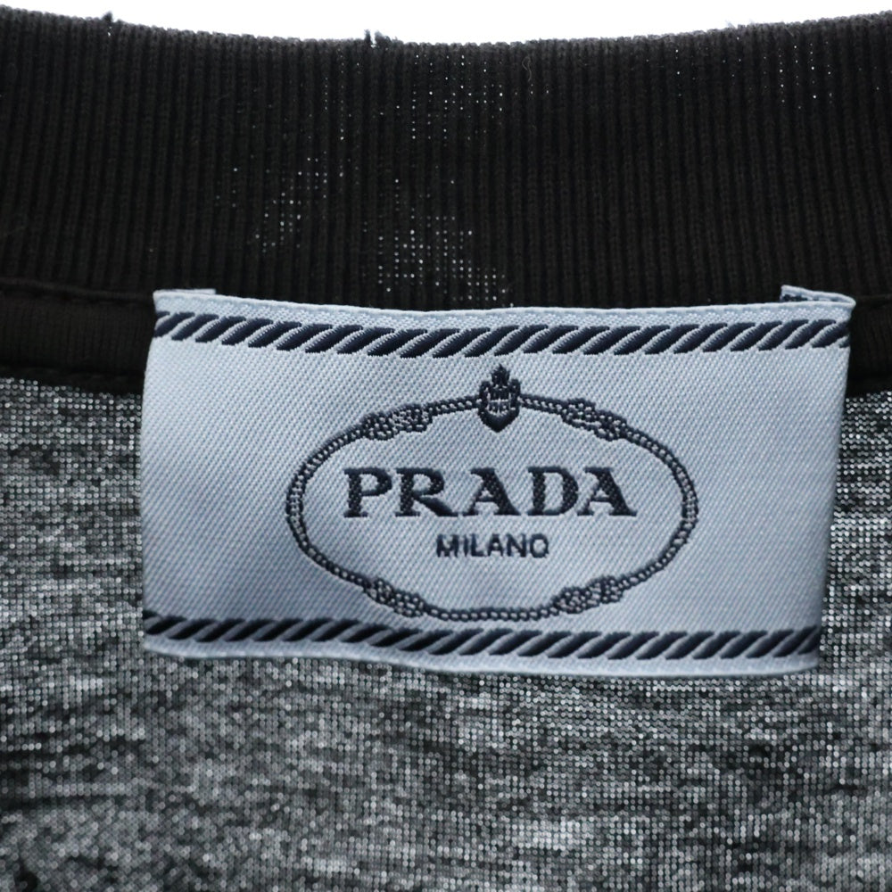 PRADA(プラダ) CROPPED JERSEY TEE ロゴワッペン クロップドダメージ半袖Tシャツ ブラック レディース 3560A S212 1Y99