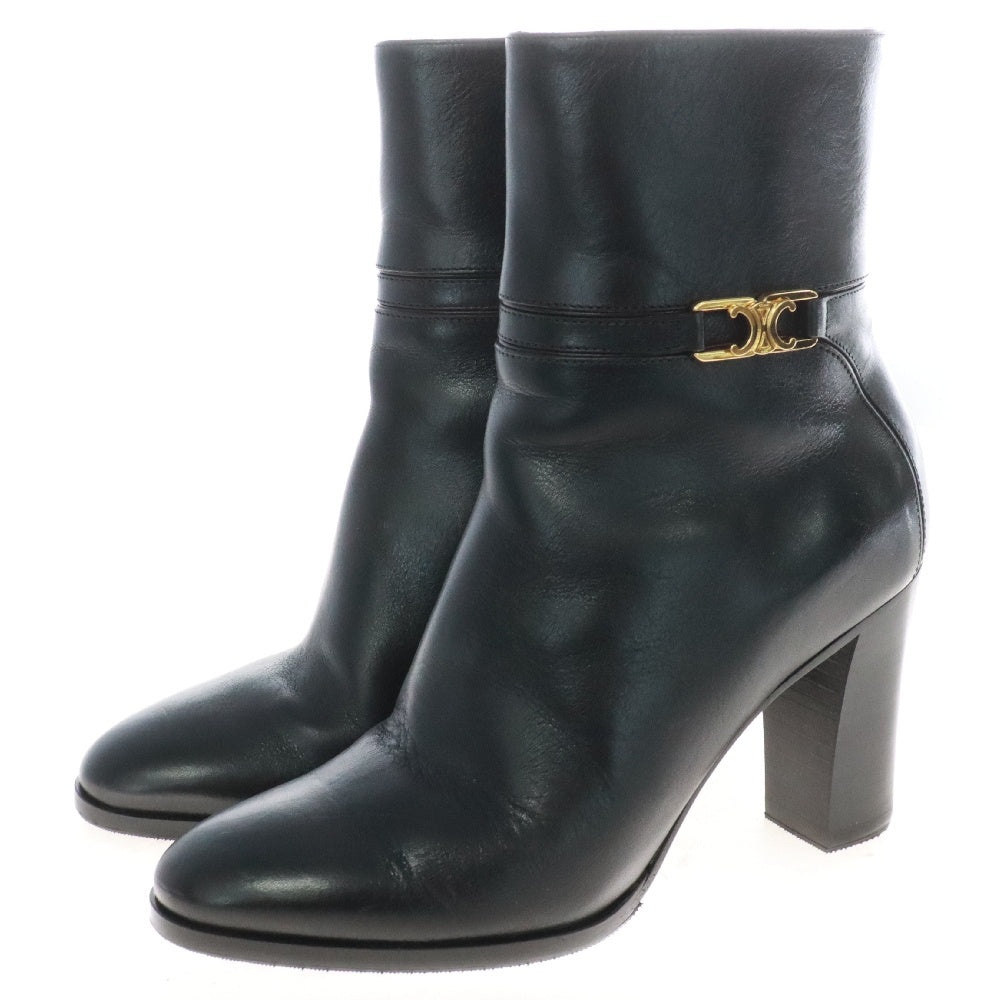 CELINE(セリーヌ) トリオンフ サイドジップレザーヒールブーツ ブラック レディース RM1221