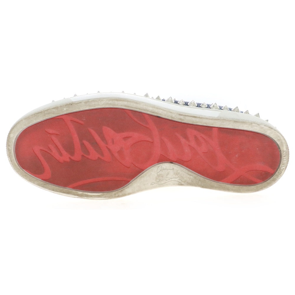 CHRISTIAN LOUBOUTIN(クリスチャンルブタン) PIK BOAT ラメスタッズ ローカットスニーカー スリッポン ブルー レディース