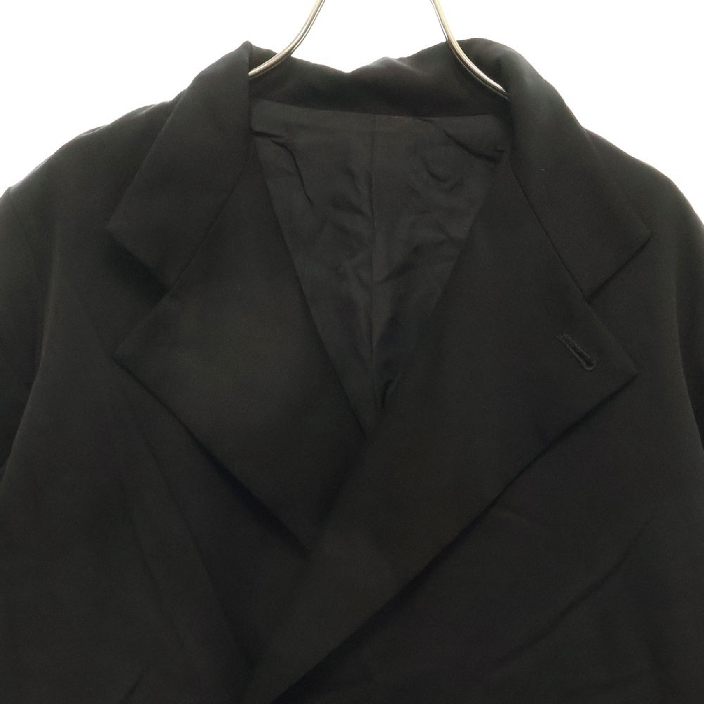 Yohji Yamamoto + NOIR(ヨウジヤマモトプリュスノアール) 変形デザイン スタンドカラー ウール ダブルジャケット ブラック レディース NA-J11-100