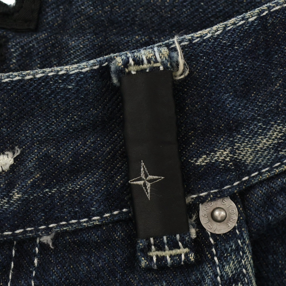 STONE ISLAND(ストーンアイランド) ステンシルロゴバックポケット ジップフライデニムパンツ インディゴ