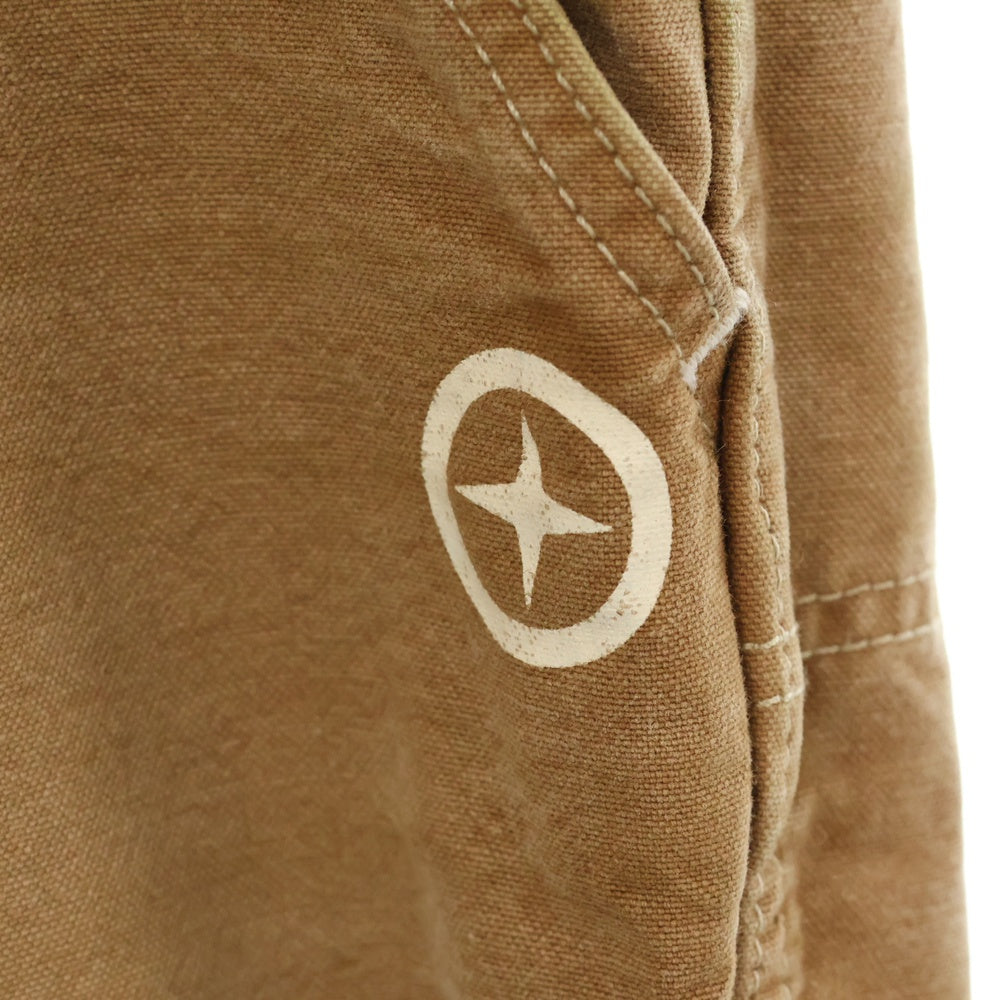 STONE ISLAND(ストーンアイランド) ロゴプリント ボタンフライ ウォッシュドキャンバスカーゴパンツ ブラウン 42143B01