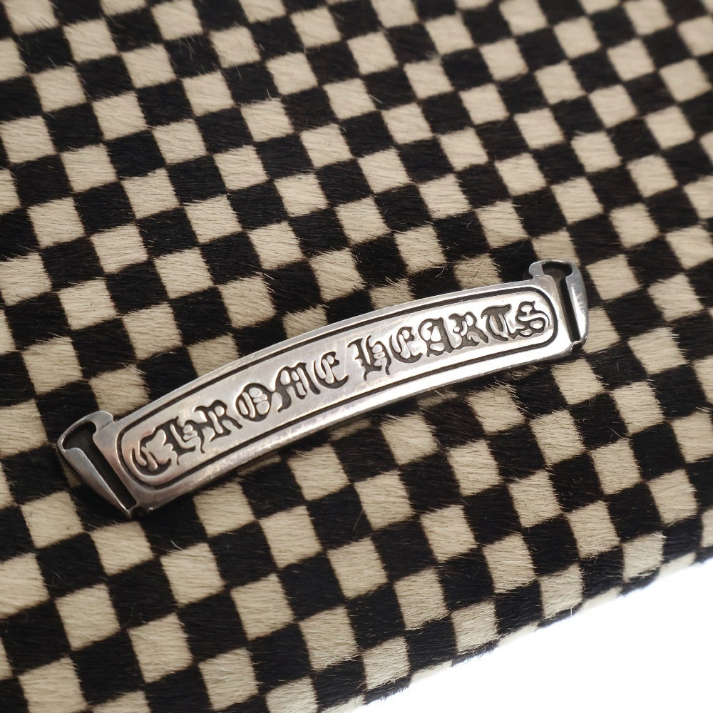 CHROME HEARTS(クロムハーツ) JUDY CROSS BALL ジュディ クロス ボール ボタン ハラコ チェック レザーウォレット 長財布 ブラック/ホワイト