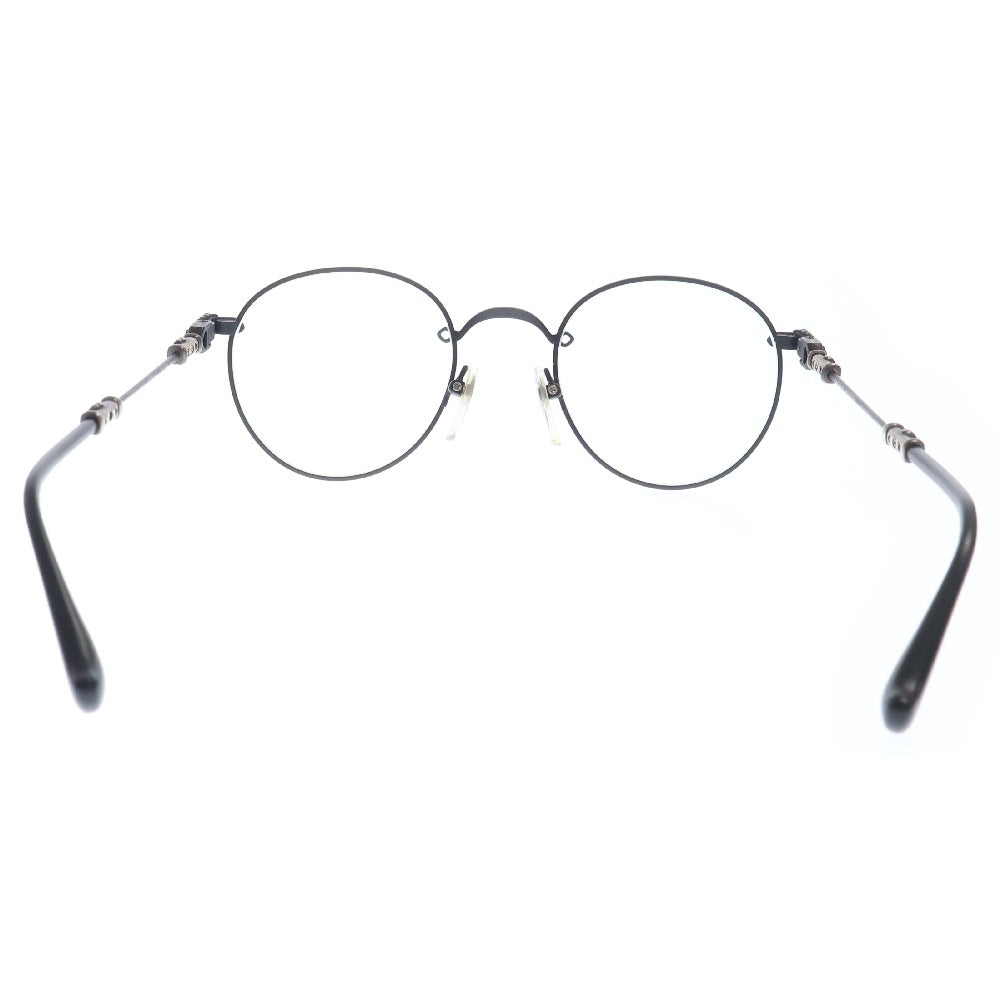 CHROME HEARTS(クロムハーツ) BUBBA-A クロステンプルメタルフレームラウンドサングラス メガネ 眼鏡 シルバー/ブラック
