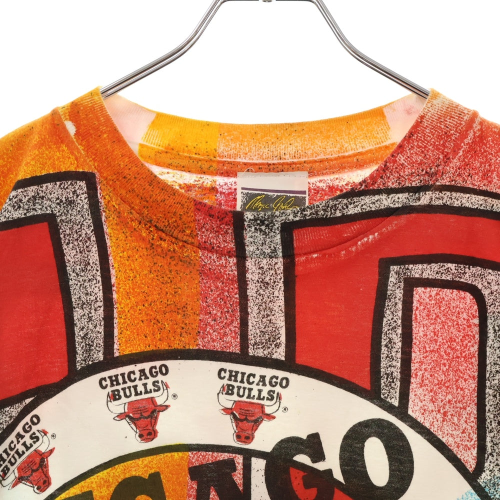 VINTAGE(ヴィンテージ) 90S VINTAGE T's CHICAGO BULLS ヴィンテージ シカゴブルズ 総柄 両面プリント 半袖Tシャツ カットソー オレンジ/レッド