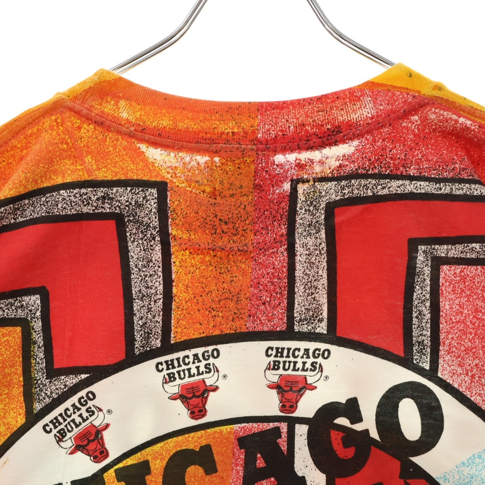 VINTAGE(ヴィンテージ) 90S VINTAGE T's CHICAGO BULLS ヴィンテージ シカゴブルズ 総柄 両面プリント 半袖Tシャツ カットソー オレンジ/レッド