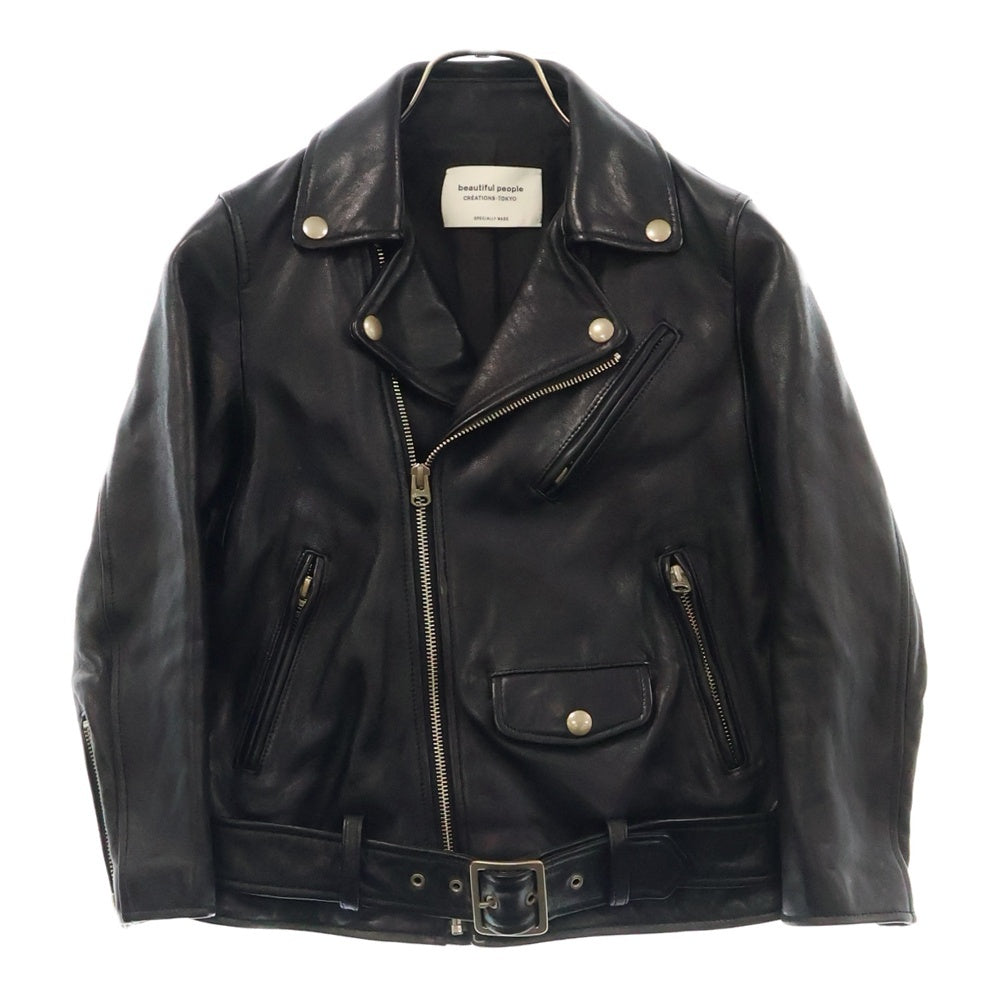 beautiful people(ビューティフルピープル) vintage leather riders jacket ヴィンテージレザー シープスキン ライダースジャケット キッズシリーズ ブラック キッズ 1000402411