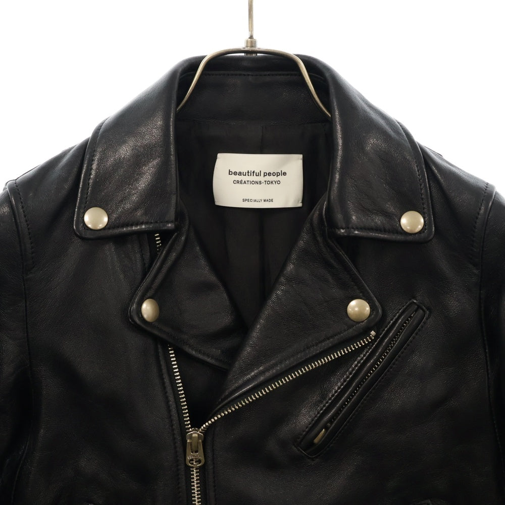beautiful people(ビューティフルピープル) vintage leather riders jacket ヴィンテージレザー シープスキン ライダースジャケット キッズシリーズ ブラック キッズ 1000402411