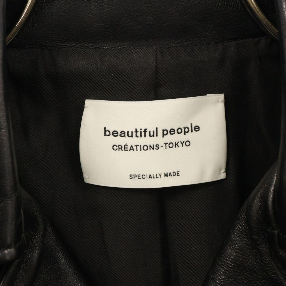 beautiful people(ビューティフルピープル) vintage leather riders jacket ヴィンテージレザー シープスキン ライダースジャケット キッズシリーズ ブラック キッズ 1000402411
