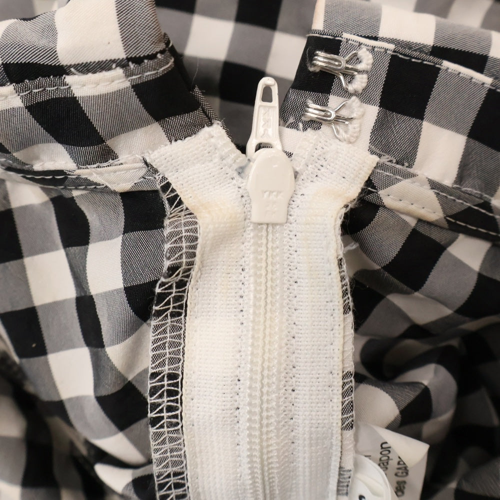 COMME DES GARCONS GIRL(コムデギャルソンガール) 23SS ギンガムチェック柄 丸襟 ナイロンポリ ロングワンピース ブラック/ホワイト レディース NK-O009