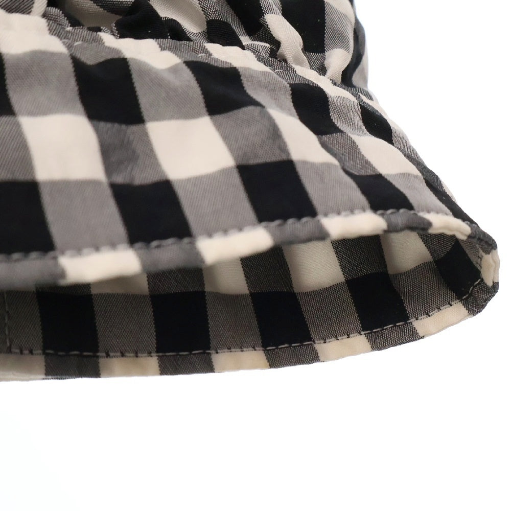 COMME DES GARCONS GIRL(コムデギャルソンガール) 23SS ギンガムチェック柄 丸襟 ナイロンポリ ロングワンピース ブラック/ホワイト レディース NK-O009