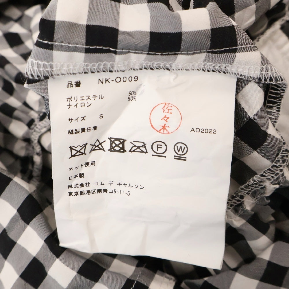 COMME DES GARCONS GIRL(コムデギャルソンガール) 23SS ギンガムチェック柄 丸襟 ナイロンポリ ロングワンピース ブラック/ホワイト レディース NK-O009