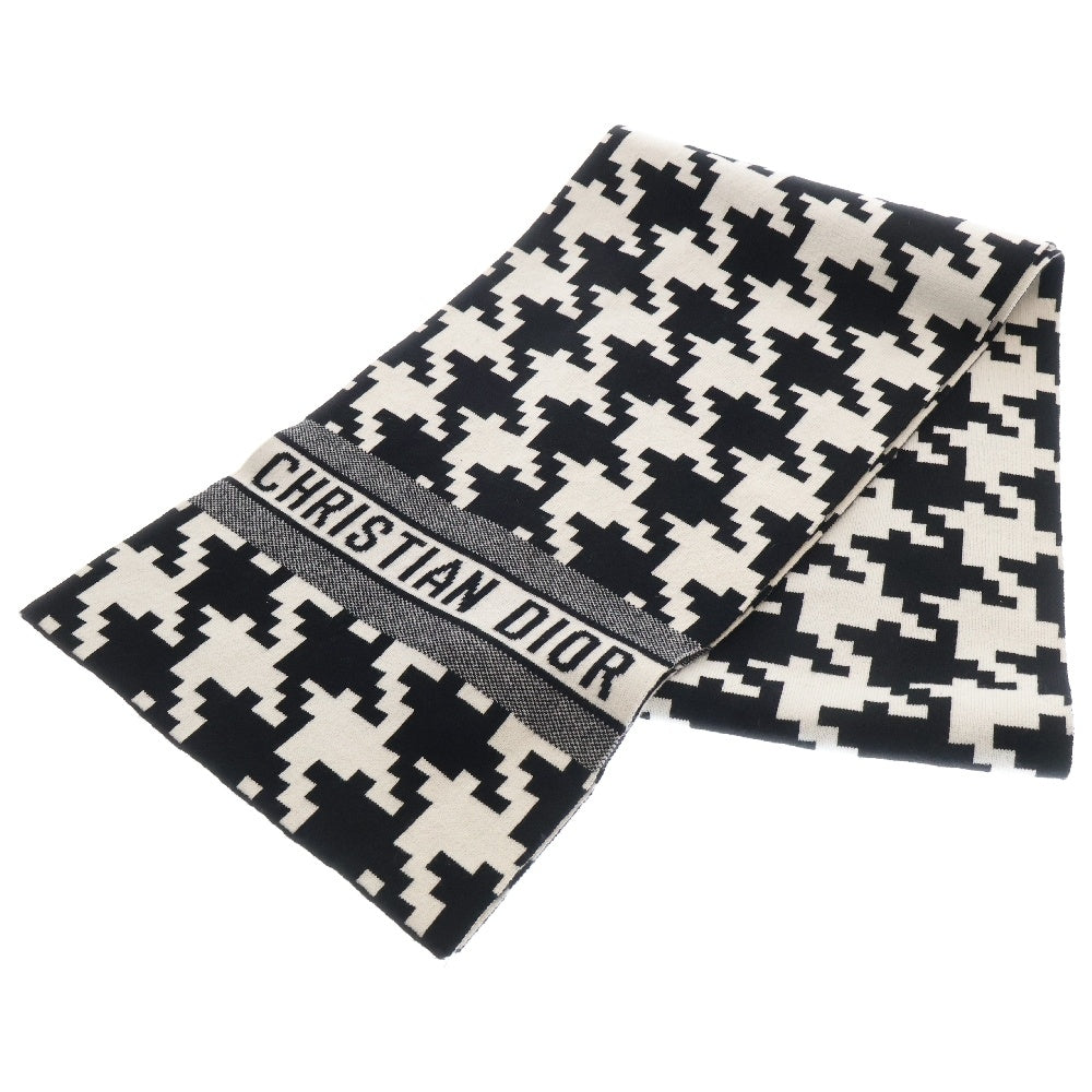 Christian Dior(クリスチャンディオール) Digital Chidori Cashmere Stole デジタル千鳥柄 カシミア混ウール マフラー ストール ホワイト/ブラック レディース 21PDP311I050