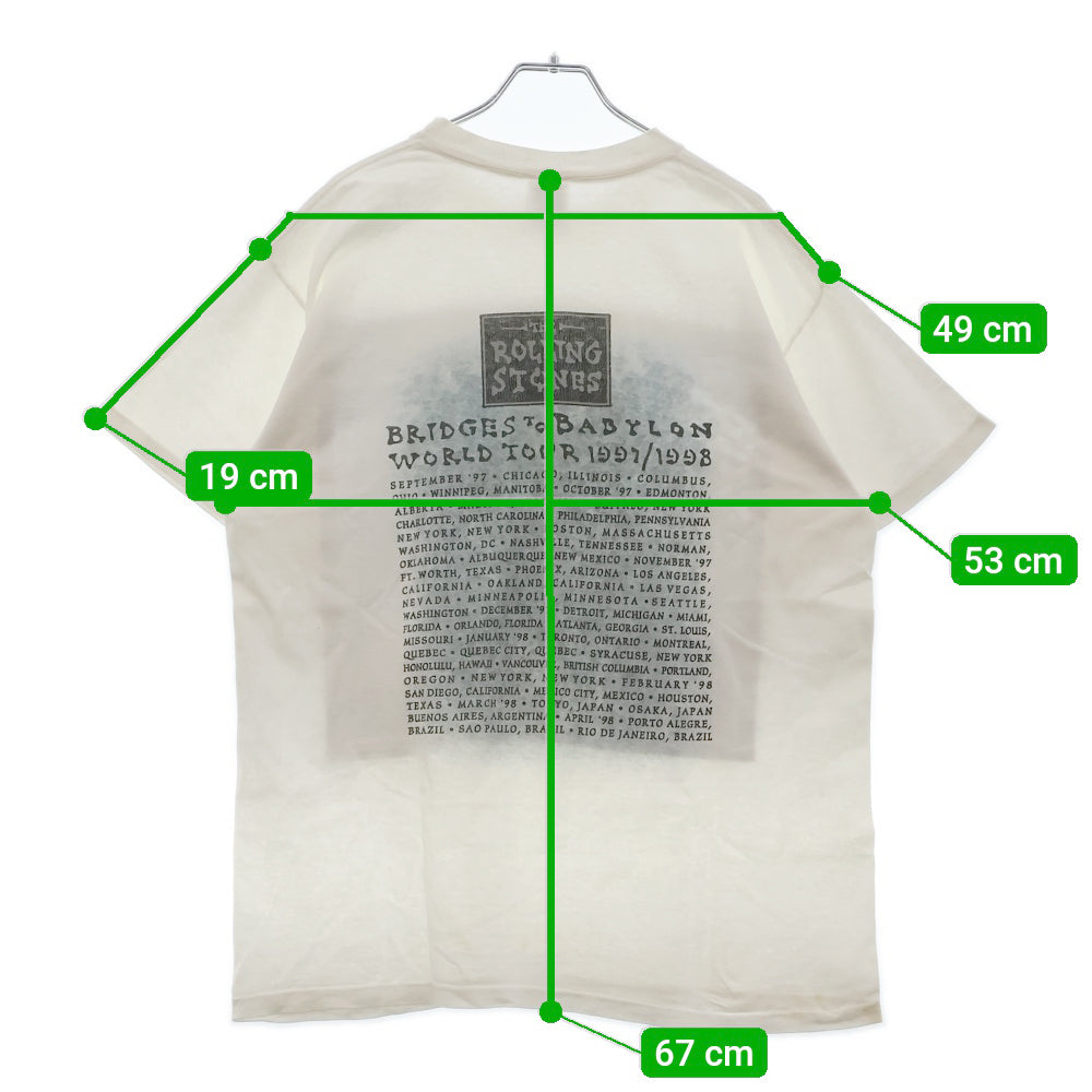 VINTAGE(ヴィンテージ) 90s THE STONES BRIDGES TO BABYLON TEE ANVIL ヴィンテージ ローリングストーンズ ライオンプリント クルーネック半袖Tシャツ ホワイト
