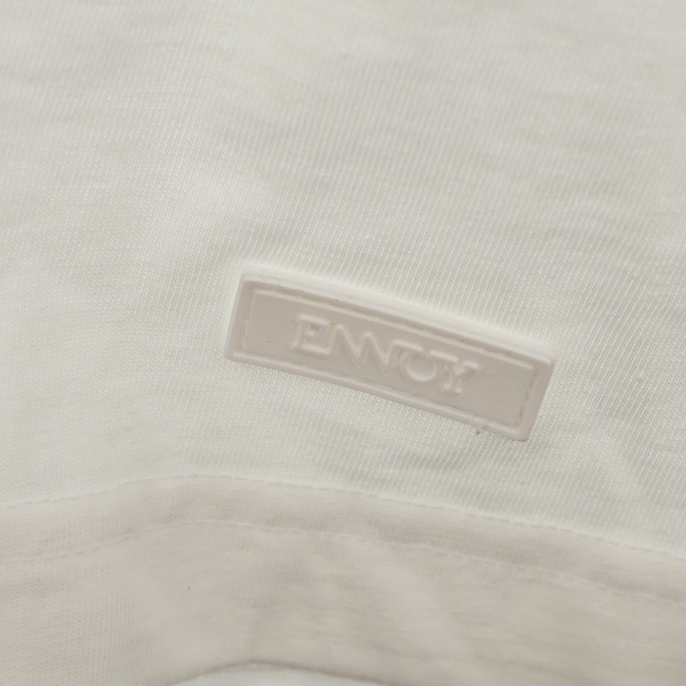 ENNOY(エンノイ) 24SS L/S T-Shirts ロゴラバーパッチ クルーネック長袖 Tシャツ カットソー ホワイト SS24BRENCT03NTL