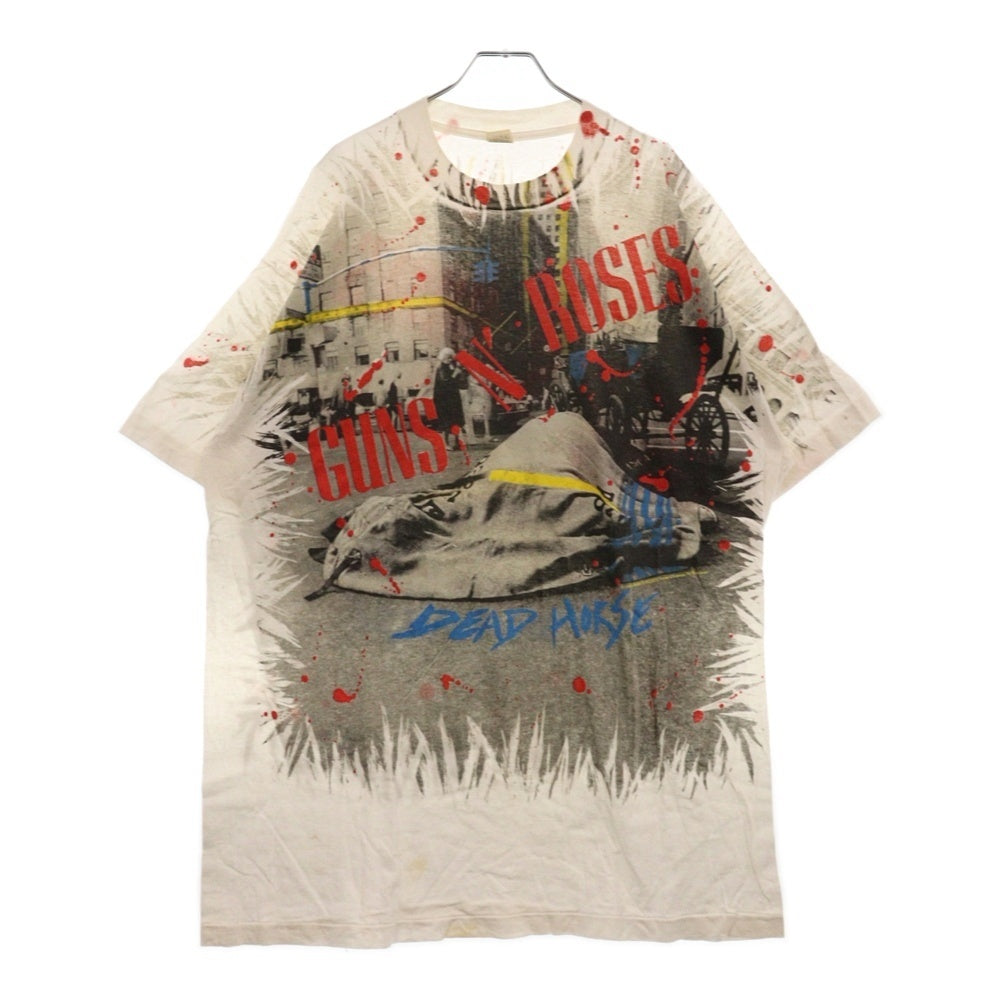 VINTAGE(ヴィンテージ) 90s GUNS N' ROSES DEAD HORSE Tee ガンズアンドローゼズ デッドホース 総柄 半袖Tシャツ カットソー ホワイト