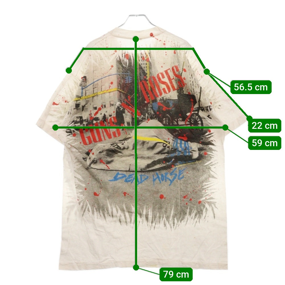 VINTAGE(ヴィンテージ) 90s GUNS N' ROSES DEAD HORSE Tee ガンズアンドローゼズ デッドホース 総柄 半袖Tシャツ カットソー ホワイト