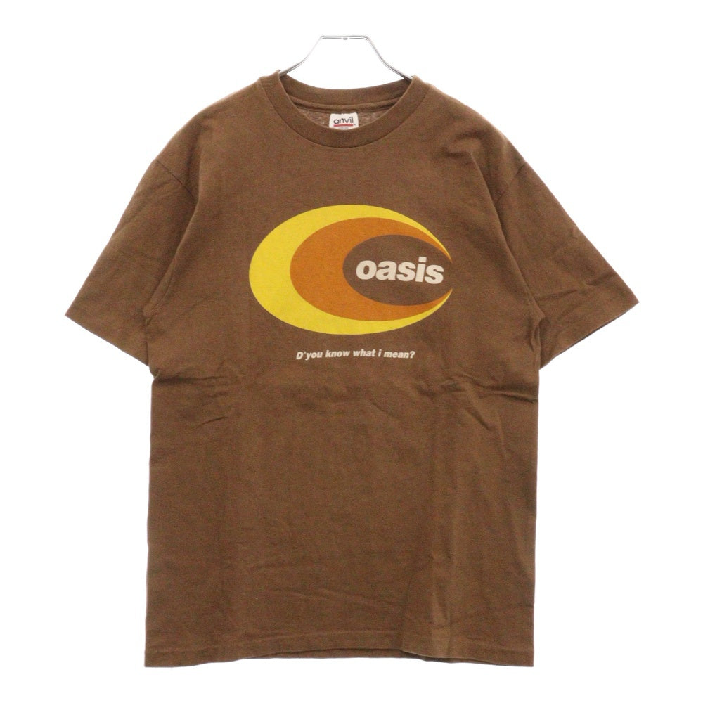 VINTAGE(ヴィンテージ) 90s OASIS D'YOU KNOW WHAT I MEAN オアシス プリント 半袖Tシャツ カットソー ブラウン
