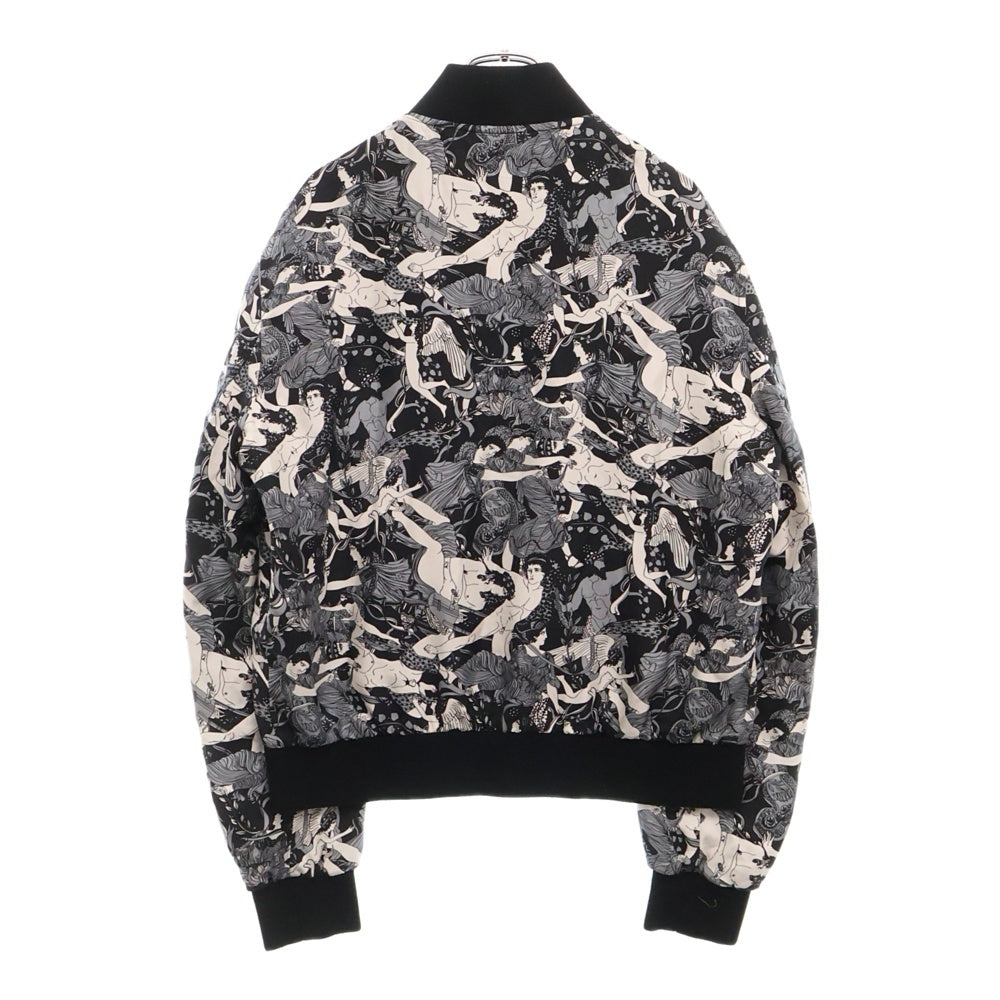 SAINT LAURENT PARIS(サンローランパリ) PRINTED SILK BOMBER JACKET 総柄 プリンテッド シルク ボンバージャケット ブラック/ホワイト 505991 Y356S
