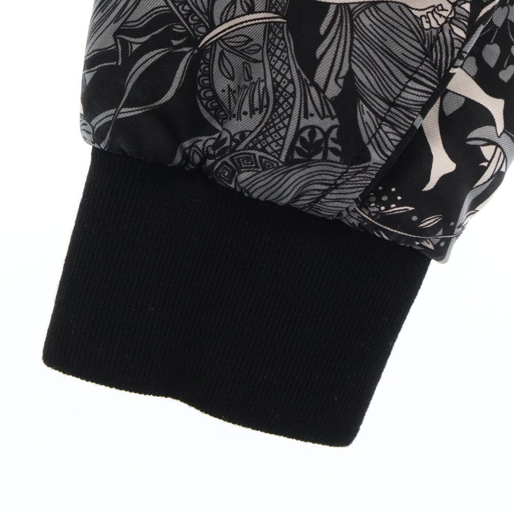 SAINT LAURENT PARIS(サンローランパリ) PRINTED SILK BOMBER JACKET 総柄 プリンテッド シルク ボンバージャケット ブラック/ホワイト 505991 Y356S