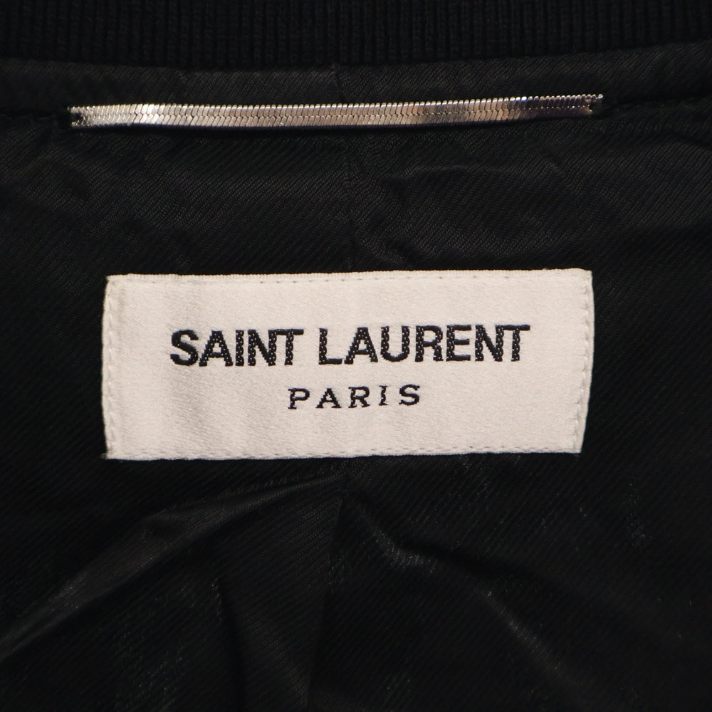 SAINT LAURENT PARIS(サンローランパリ) PRINTED SILK BOMBER JACKET 総柄 プリンテッド シルク ボンバージャケット ブラック/ホワイト 505991 Y356S