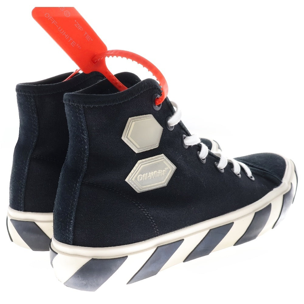 OFF-WHITE(オフホワイト) VULCANISED STRIPED HI TOP キャンバス ストライプ ハイカットスニーカー ブラック/ホワイト OMIA110R19C210351098