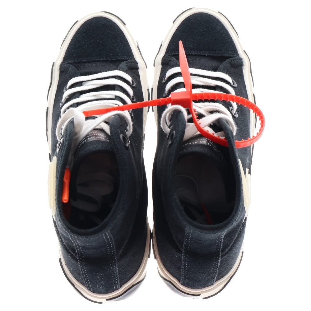 OFF-WHITE(オフホワイト) VULCANISED STRIPED HI TOP キャンバス ストライプ ハイカットスニーカー ブラック/ホワイト OMIA110R19C210351098