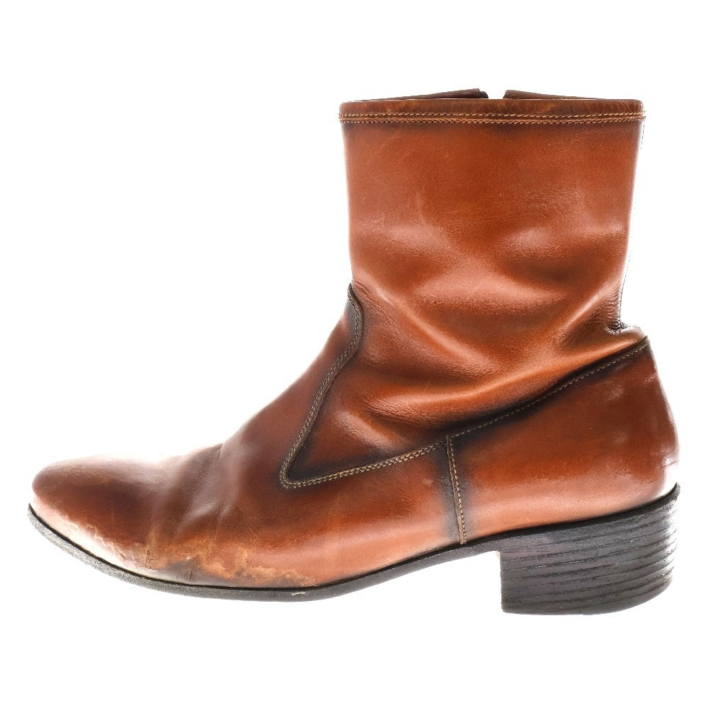 Maison Margiela 10(メゾン マルジェラ) サイドジップ ハイカット レザー ヒールブーツ ブラウン