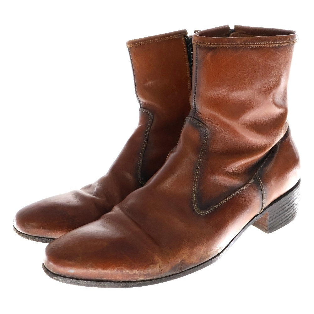 Maison Margiela 10(メゾン マルジェラ) サイドジップ ハイカット レザー ヒールブーツ ブラウン